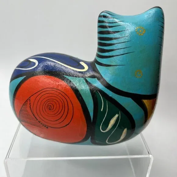 Vintage Puerto Vallarte 1990 Art Deco Cool Mexican Cat Ceramic Home Decor - Picture 3 of 13
